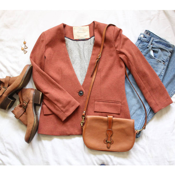 Anthropologie Jackets & Blazers - Anthro Cartonnier Orange Single Button Blazer Med